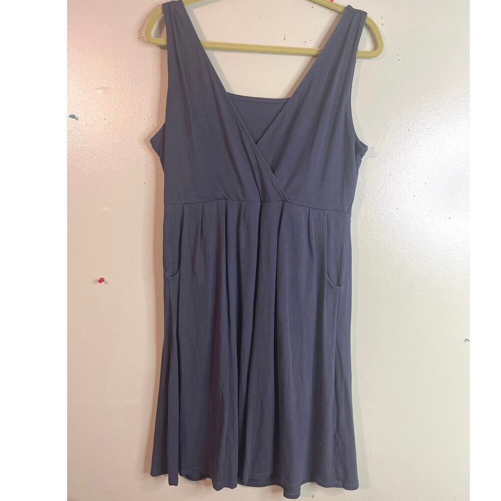 Fresh Produce Pleated Crossover Top Pull-On Midi Dress Front Pockets Size Large